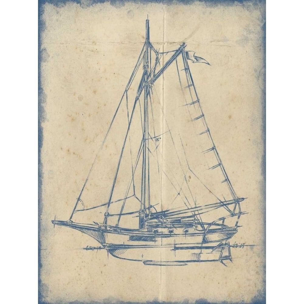 Yacht Blueprint II Poster Print - Ethan Harper-VARPDX117434GG Image 1