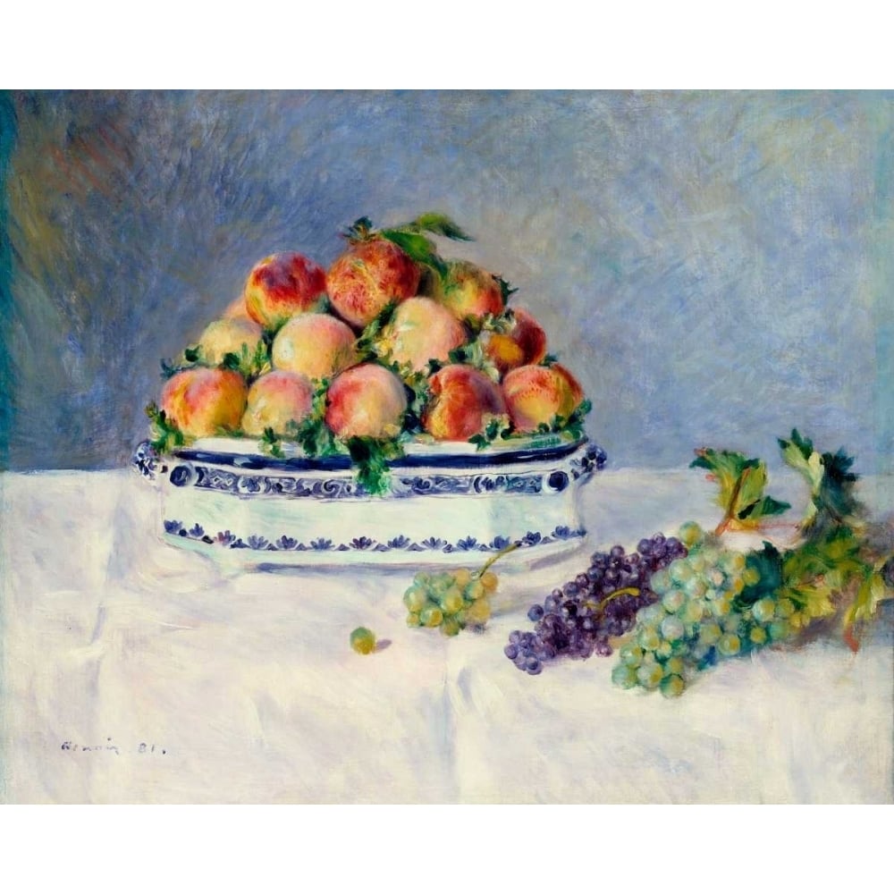 Still Life with Peaches and Grapes Poster Print - Pierre-Auguste Renoir-VARPDX118078Z Image 1