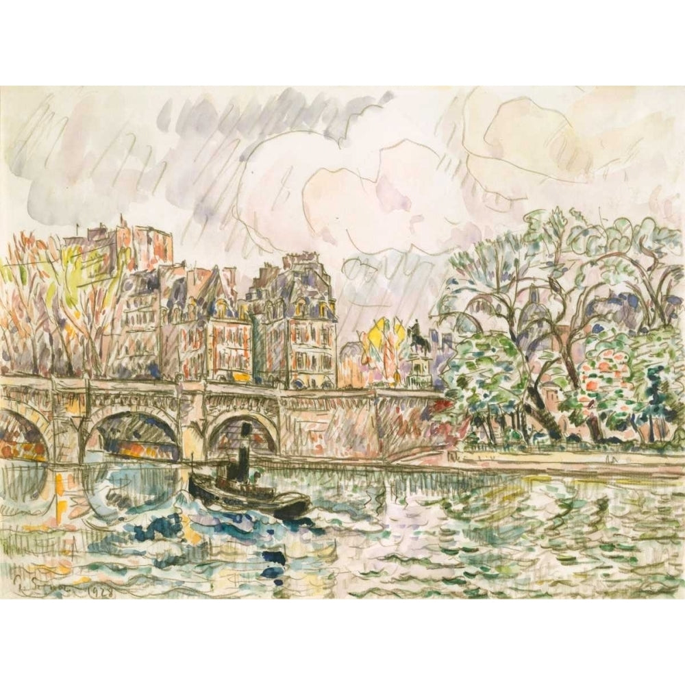 Paris Le Place Dauphine Poster Print - Paul Signac-VARPDX118104Z Image 1