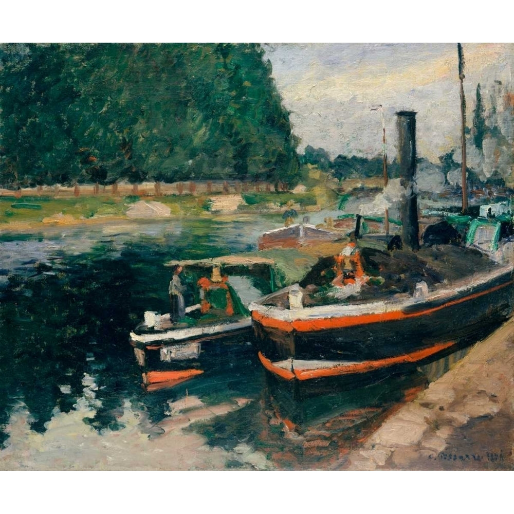 Barges at Pontoise Poster Print - Camille Pissarro-VARPDX118111Z Image 1