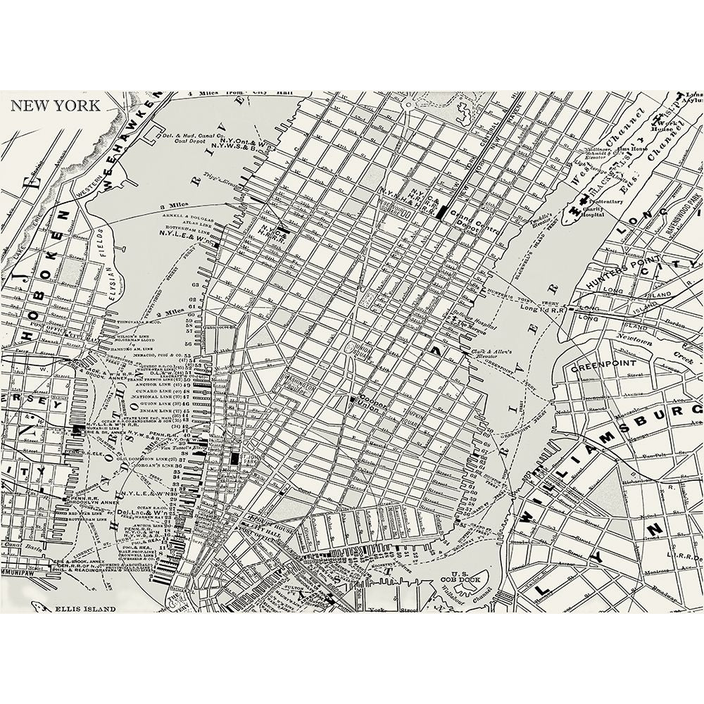 Custom B and W Map of York Poster Print - Studio Vision-VARPDX119369GG Image 1