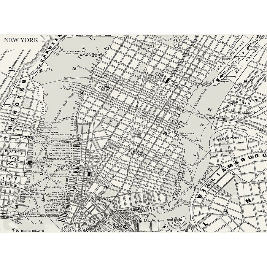 Custom B and W Map of York Poster Print - Studio Vision-VARPDX119369GG Image 1