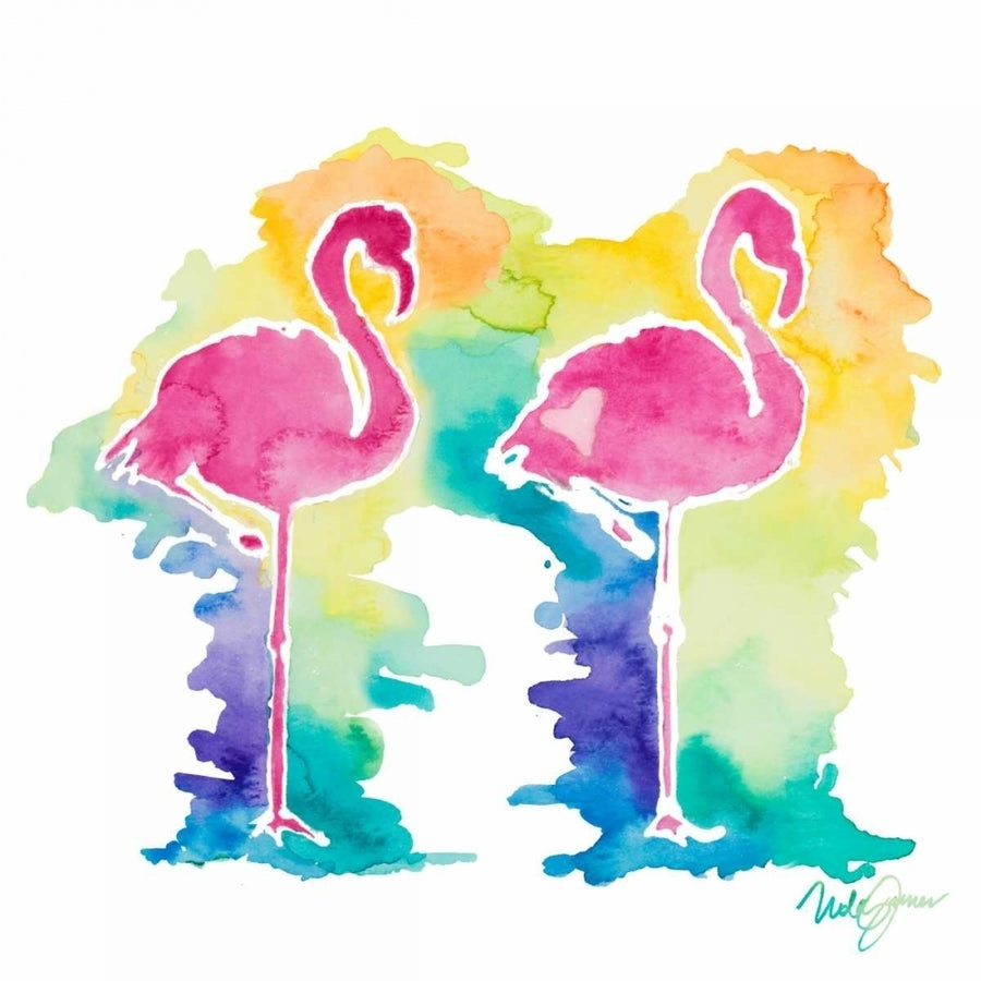 Sunset Flamingo Square I Poster Print by Nola James-VARPDX12123 Image 1