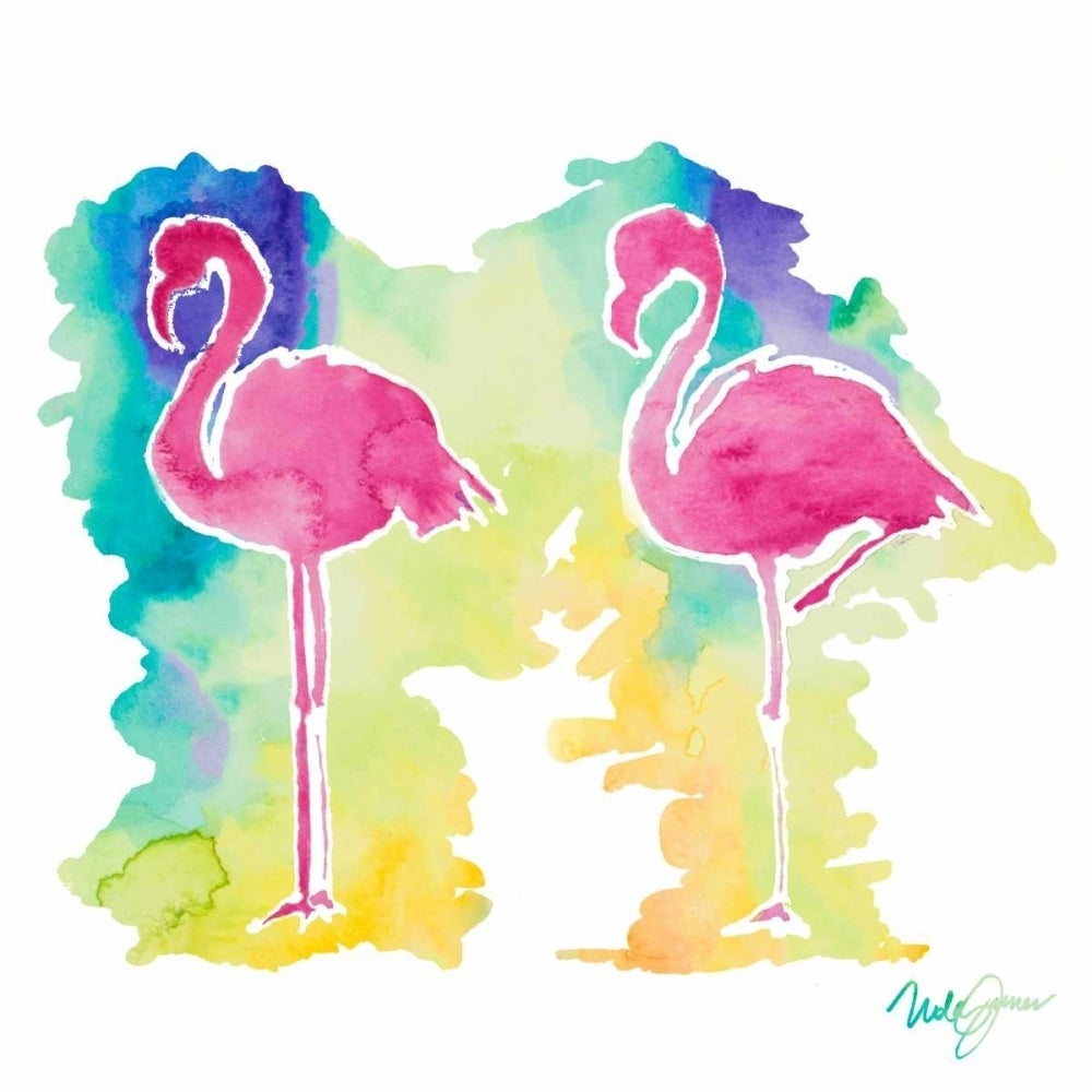 Sunset Flamingo Square II Poster Print by Nola James-VARPDX12124 Image 1