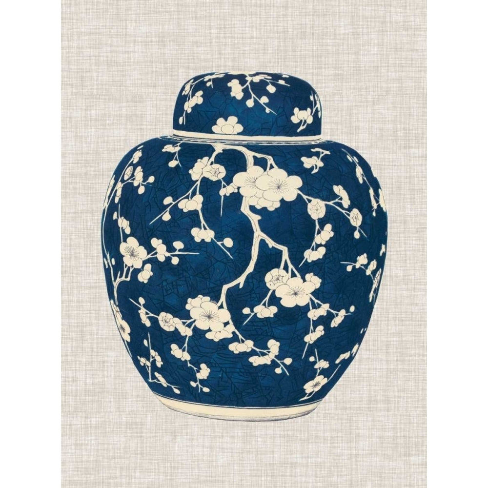 Blue and White Ginger Jar on Linen II Poster Print - Studio Vision-VARPDX121560Z Image 1