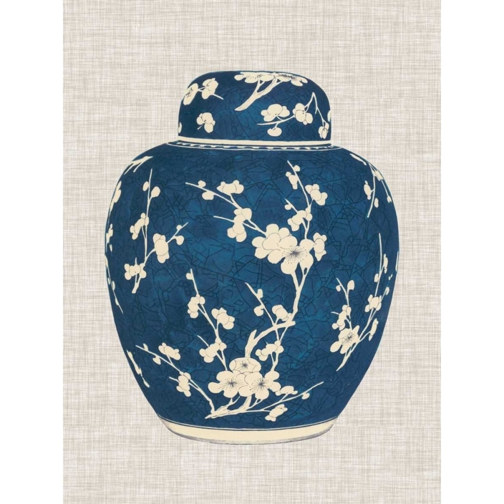 Blue and White Ginger Jar on Linen I Poster Print - Studio Vision-VARPDX121559Z Image 1