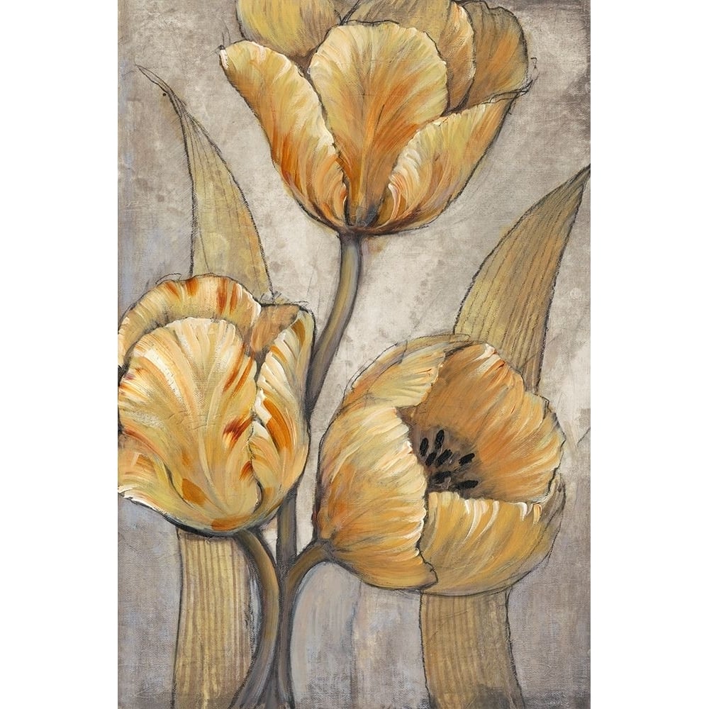 Ochre and Grey Tulips I Poster Print - Tim OToole-VARPDX123777GG Image 1