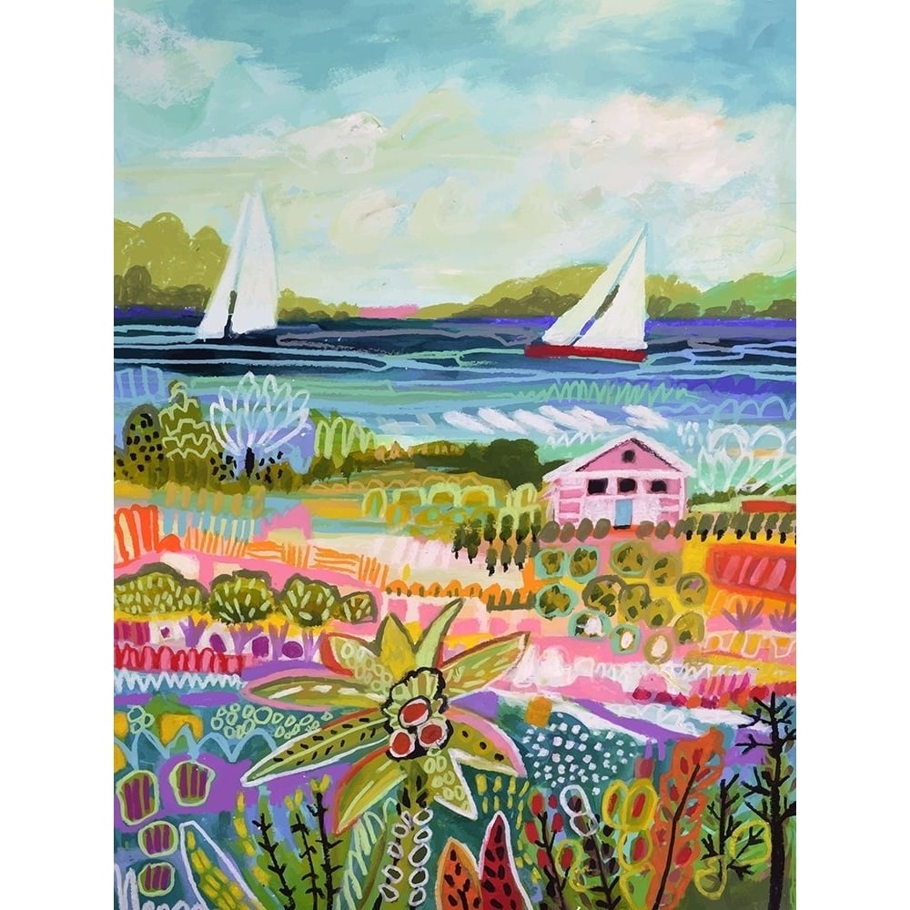 Two Sailboats and Cottage I Poster Print - Karen Fields-VARPDX124462GG Image 1