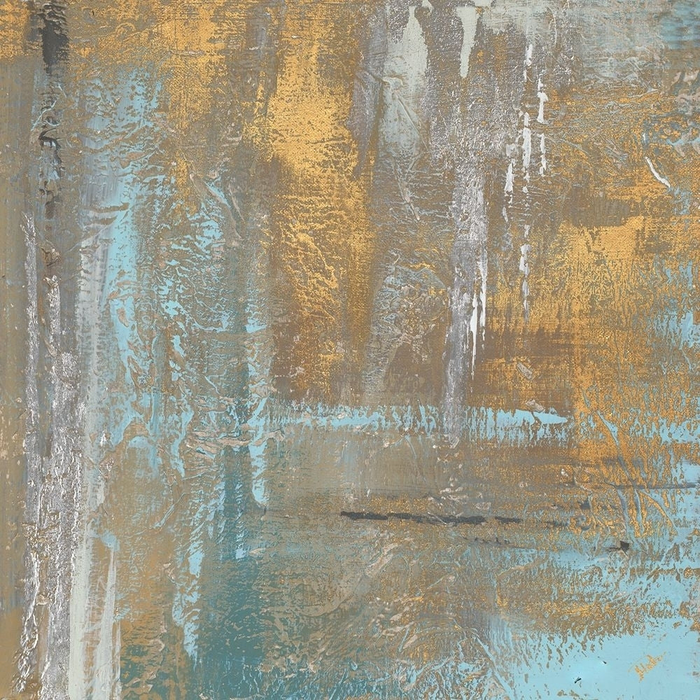 Gold Abstract on Teal Poster Print by Patricia Pinto-VARPDX12450A Image 1