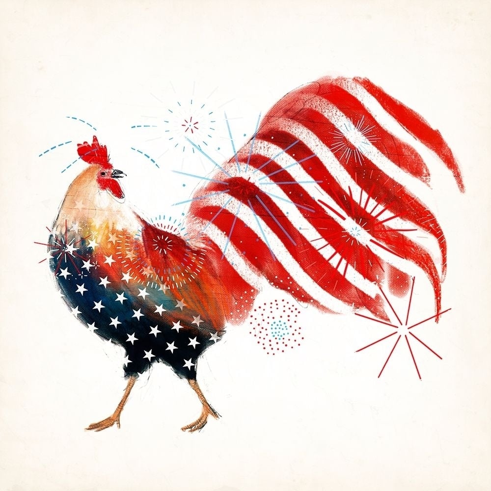 Rooster Fireworks I Poster Print - Victoria Borges-VARPDX127218D Image 1