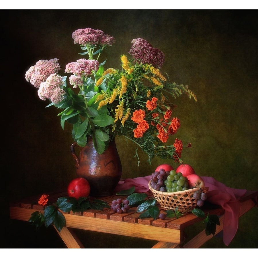 With A Bouquet And Fruits Poster Print - Tatyana Skorokhod-VARPDX1278163 Image 1