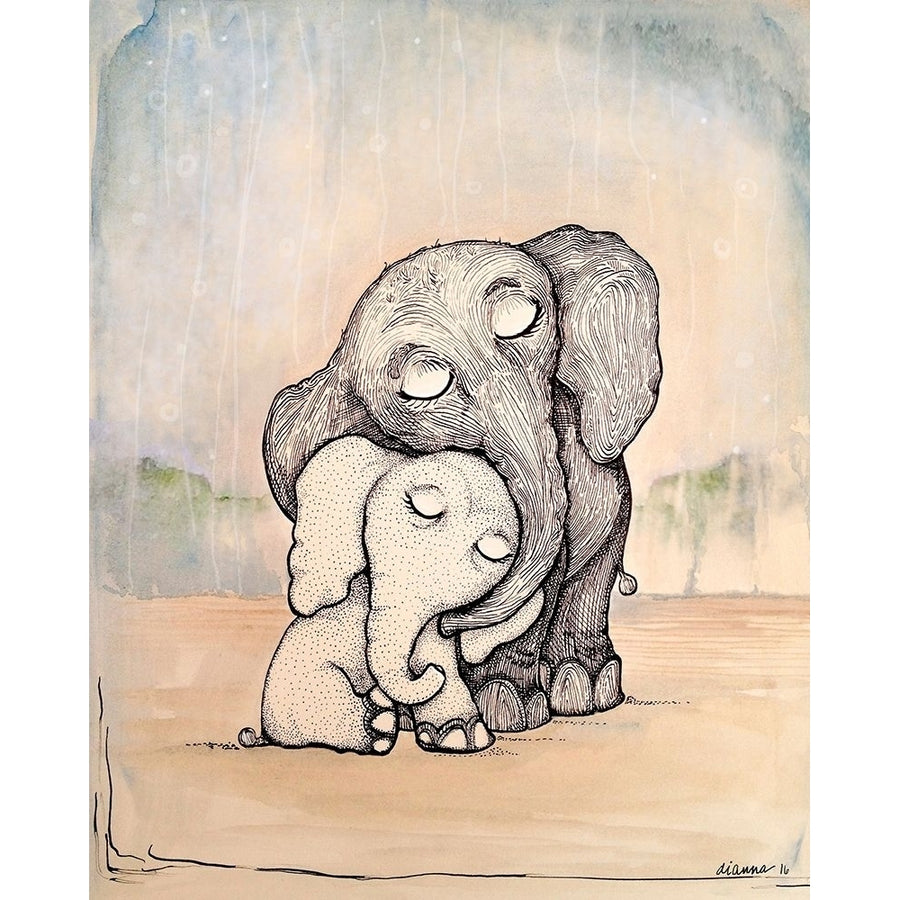 Whimsical Mom and Baby Elephant Poster Print by Diannart-VARPDX12866G Image 1