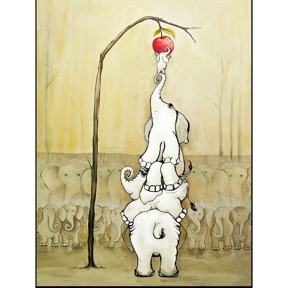 Whimsical Elephants with Red Apple Poster Print by Diannart-VARPDX12866H Image 1