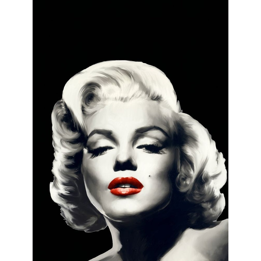 Red Lips Marilyn In Black Poster Print - Chris Consani-VARPDX128904GG Image 1