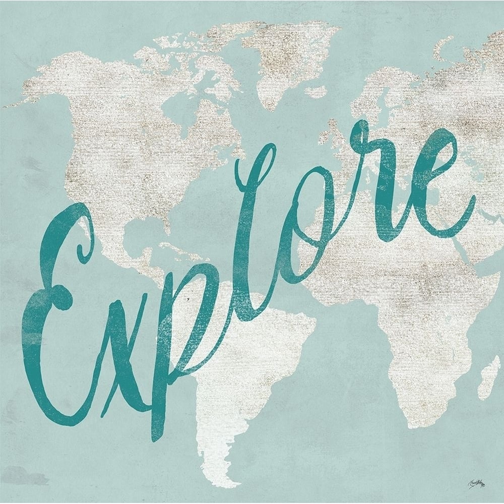 Teal Discover Map I Poster Print by Elizabeth Medley-VARPDX13006F Image 1