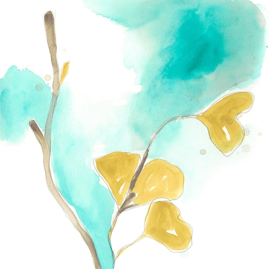 Teal and Ochre Ginko I Poster Print - June Erica Vess-VARPDX131042D Image 1