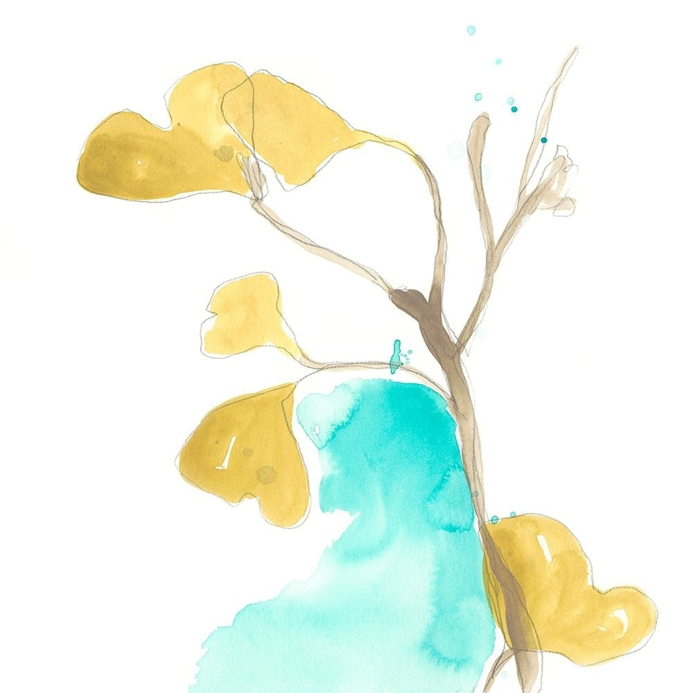 Teal and Ochre Ginko IX Poster Print - June Erica Vess-VARPDX131050D Image 1