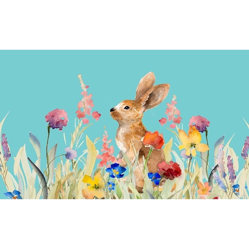 Amongst the Flowers on Teal I Poster Print by Lanie Loreth-VARPDX13142D Image 1