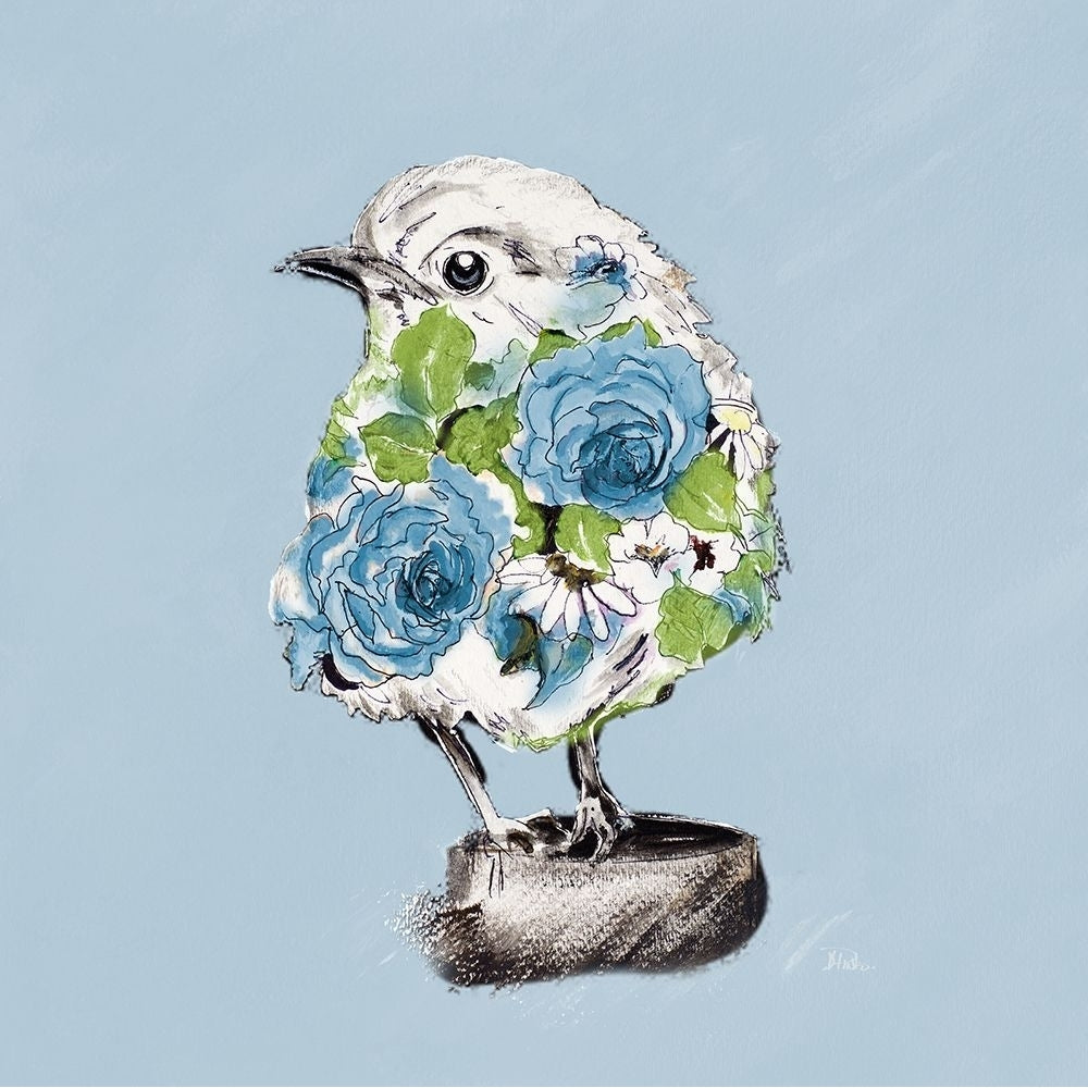 The Blue Floral Bird I Poster Print - Patricia Pinto-VARPDX13158A Image 1