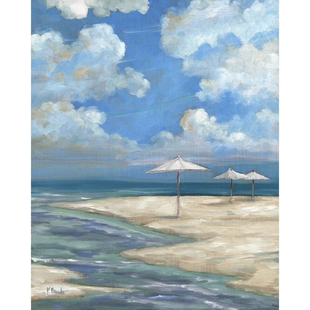 Umbrella Beachscape - White Poster Print - Paul Brent-VARPDX13166B Image 1