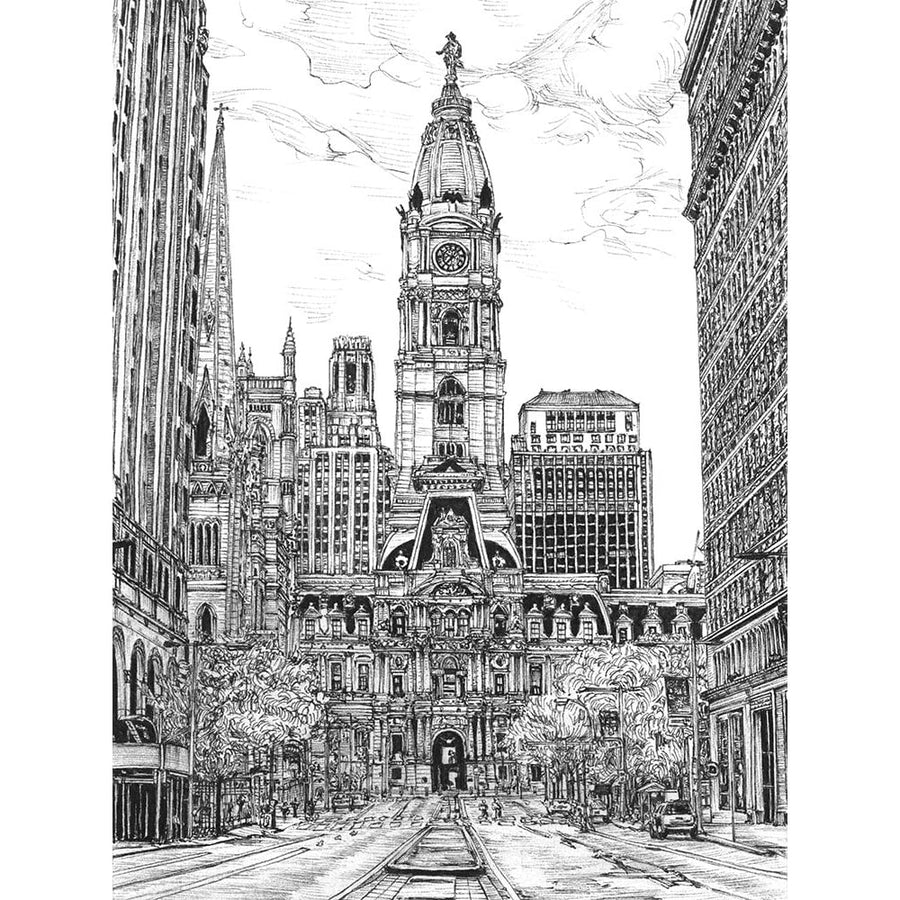 BandW Us Cityscape-Philadelphia Poster Print - Melissa Wang-VARPDX132445GG Image 1