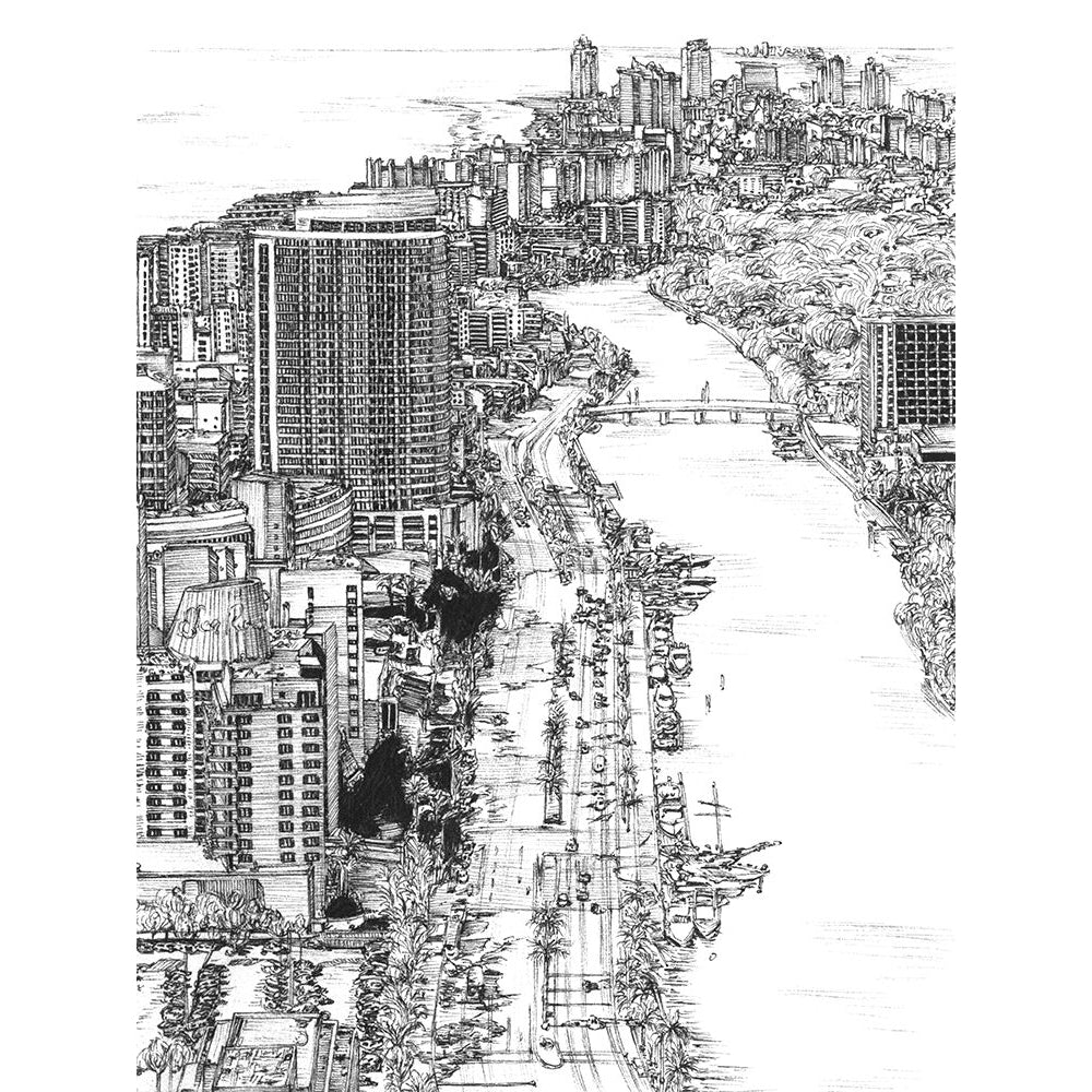 BandW Us Cityscape-Miami Poster Print - Melissa Wang-VARPDX132449GG Image 1