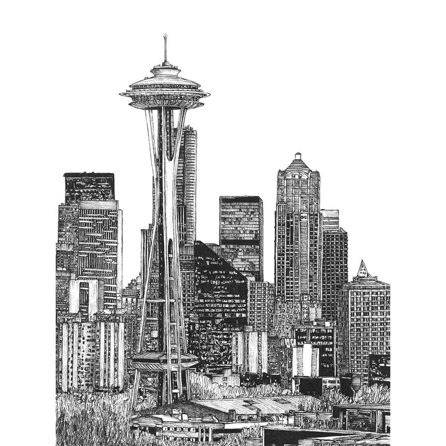 BandW Us Cityscape-Seattle Poster Print - Melissa Wang-VARPDX132451GG Image 1