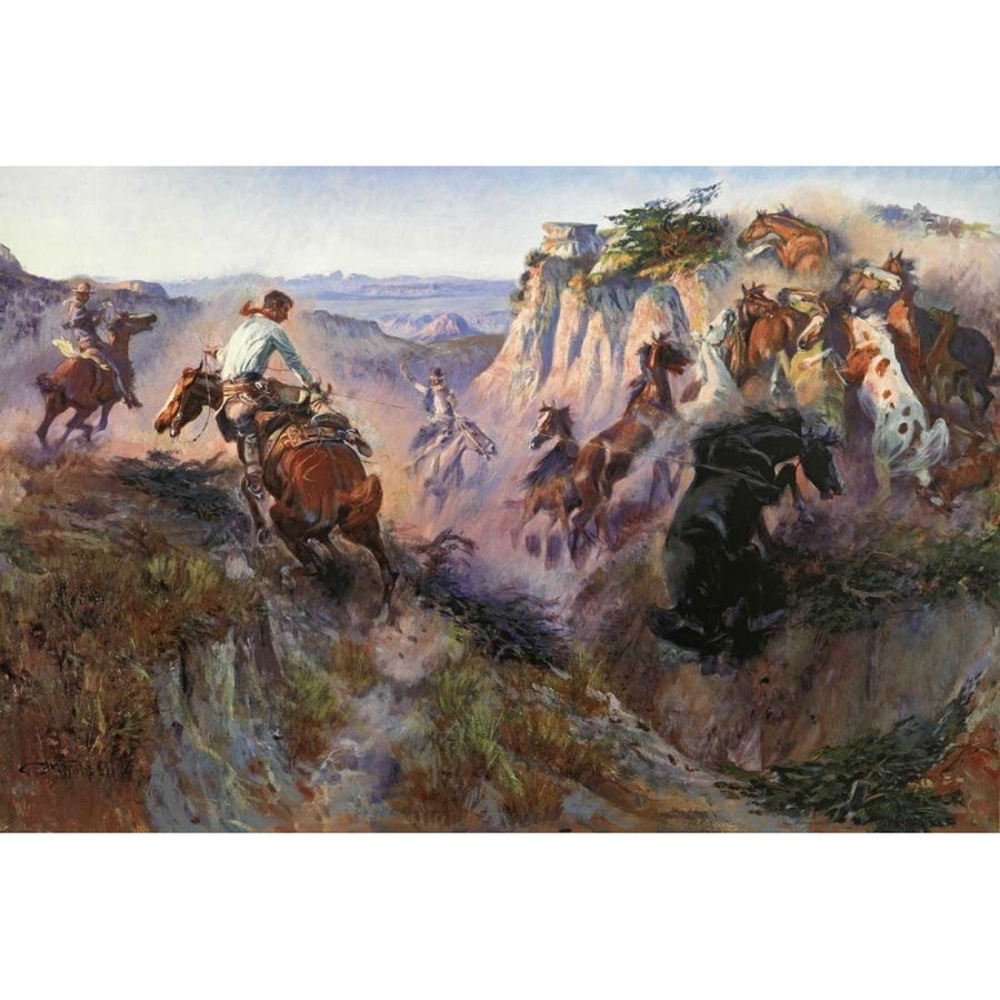 The Wild Horse Hunters Poster Print by Charles M. Russell-VARPDX133250 Image 1