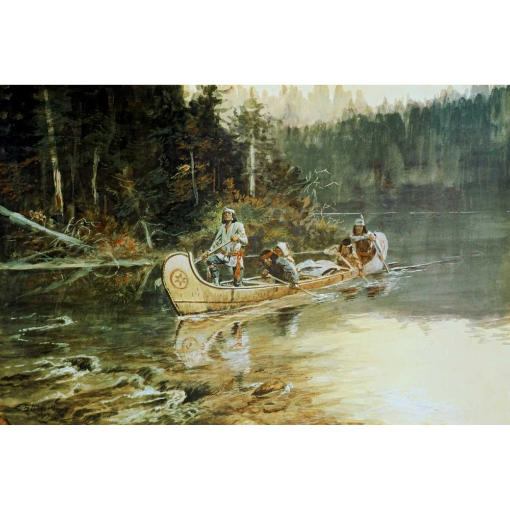 On The Flathead Poster Print by Charles M. Russell-VARPDX133277 Image 1