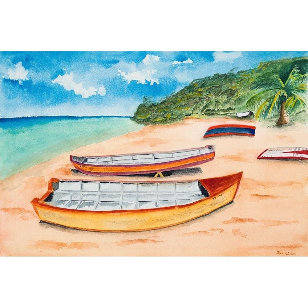 Canoes on the Beach Poster Print by Jan Odum-VARPDX13549A Image 1