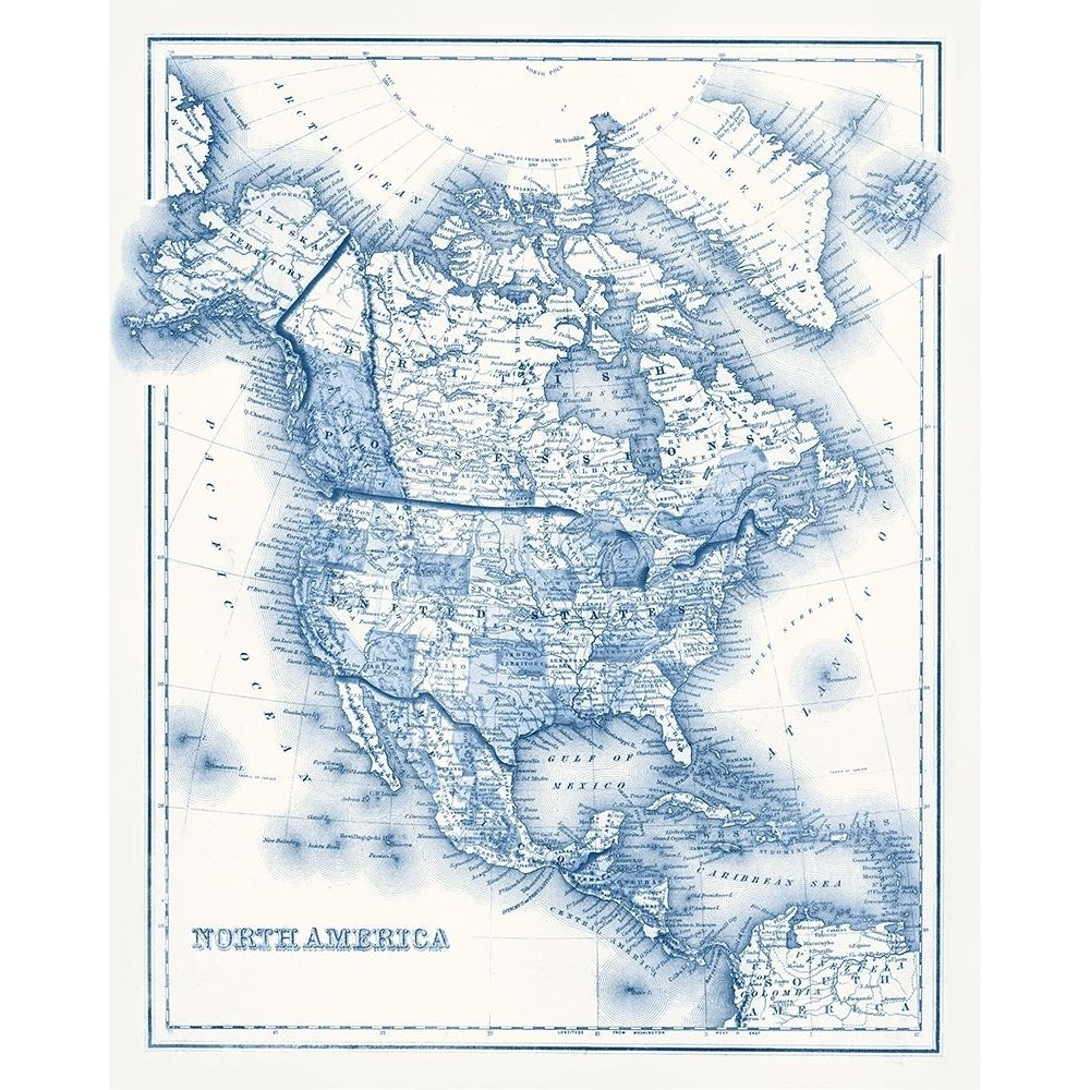 North America in Shades of Blue Poster Print - Studio Vision-VARPDX136656Z Image 1