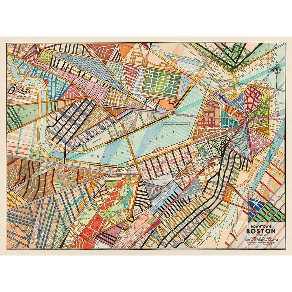 Modern Map of Boston Poster Print - Nikki Galapon-VARPDX136746Z Image 1