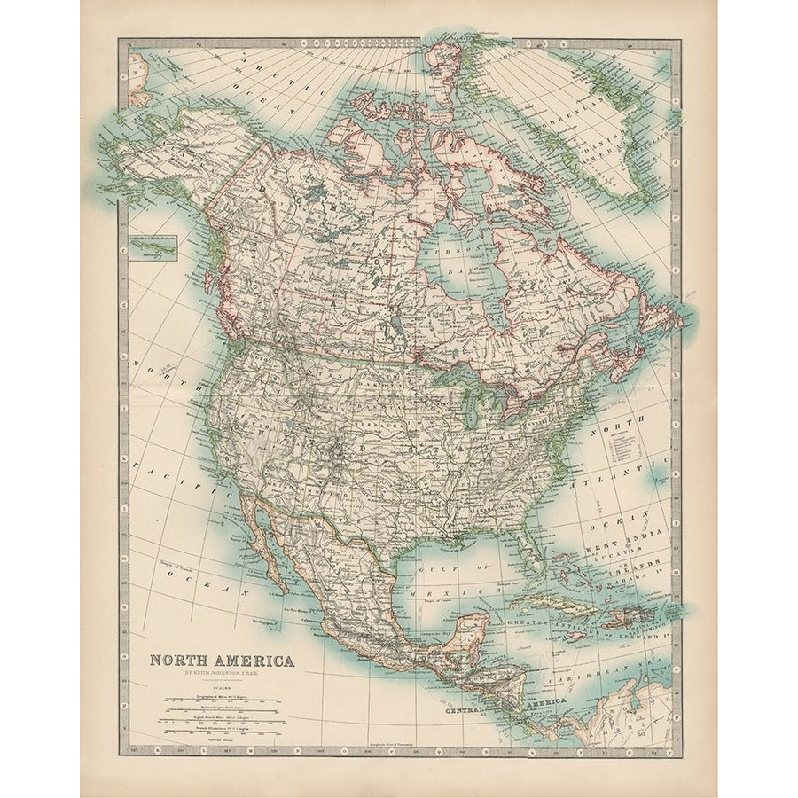 Johnstons Map of North America Poster Print - Johnston-VARPDX137518Z Image 1