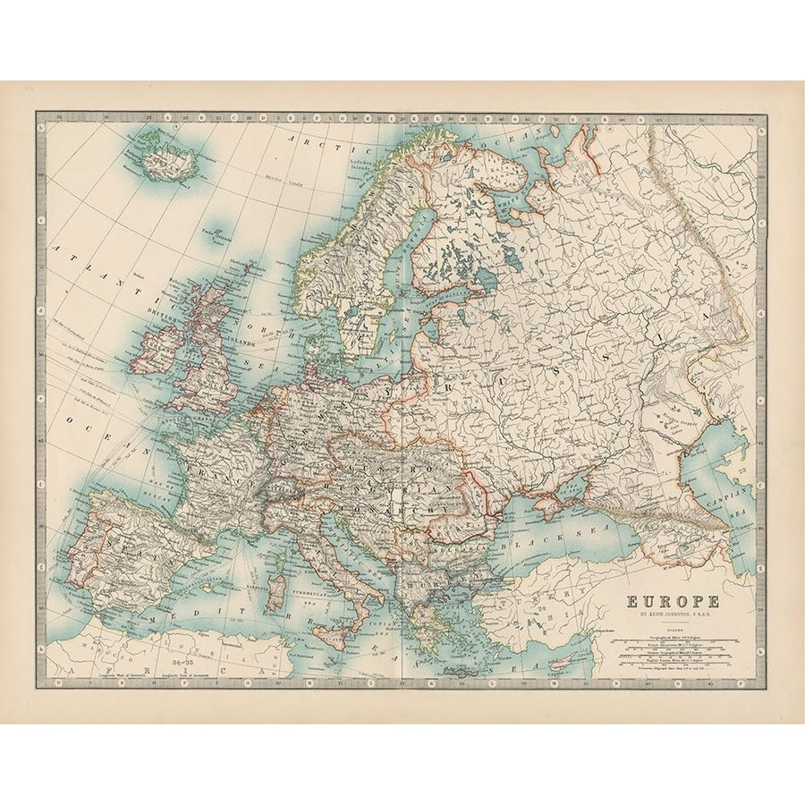 Johnstons Map of Europe Poster Print - Johnston-VARPDX137519Z Image 1