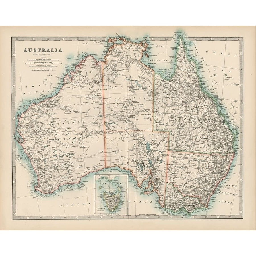 Johnstons Map of Australia Poster Print - Johnston-VARPDX137522Z Image 1