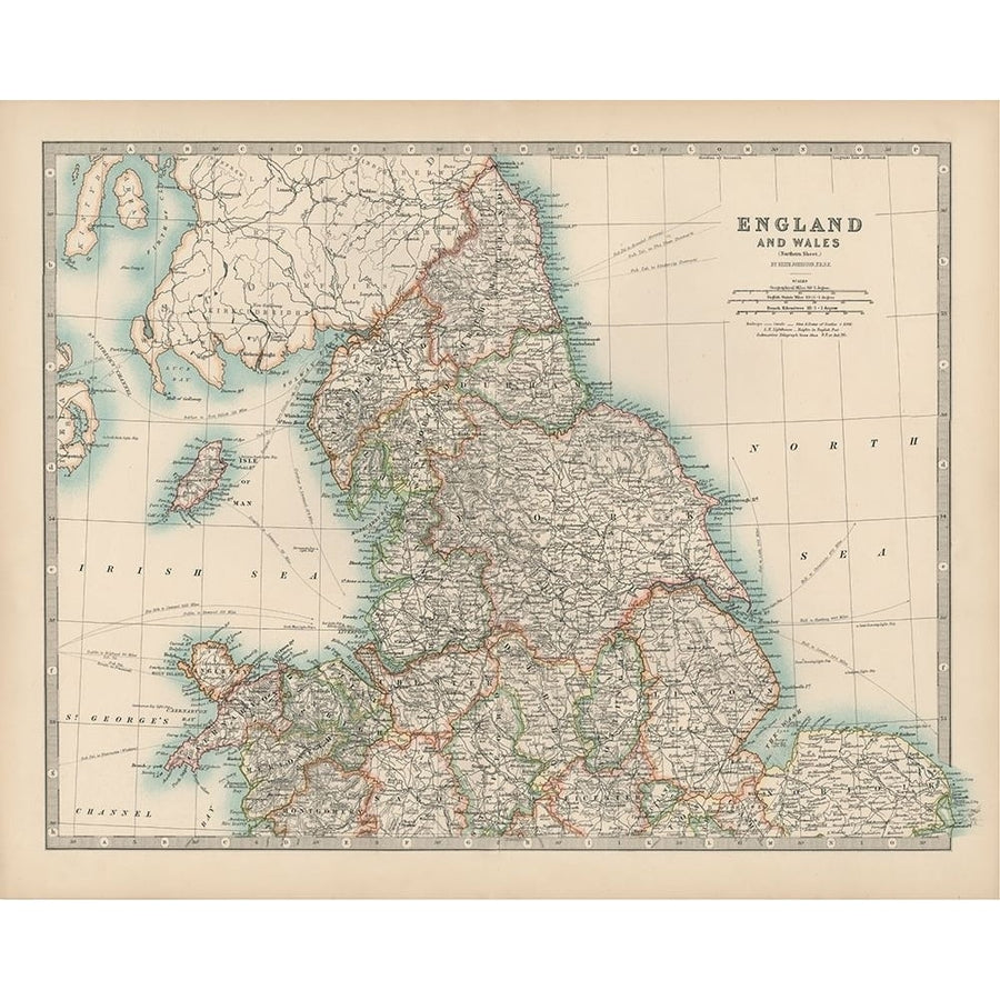 Johnstons Map of England and Wales Poster Print - Johnston-VARPDX137525Z Image 1