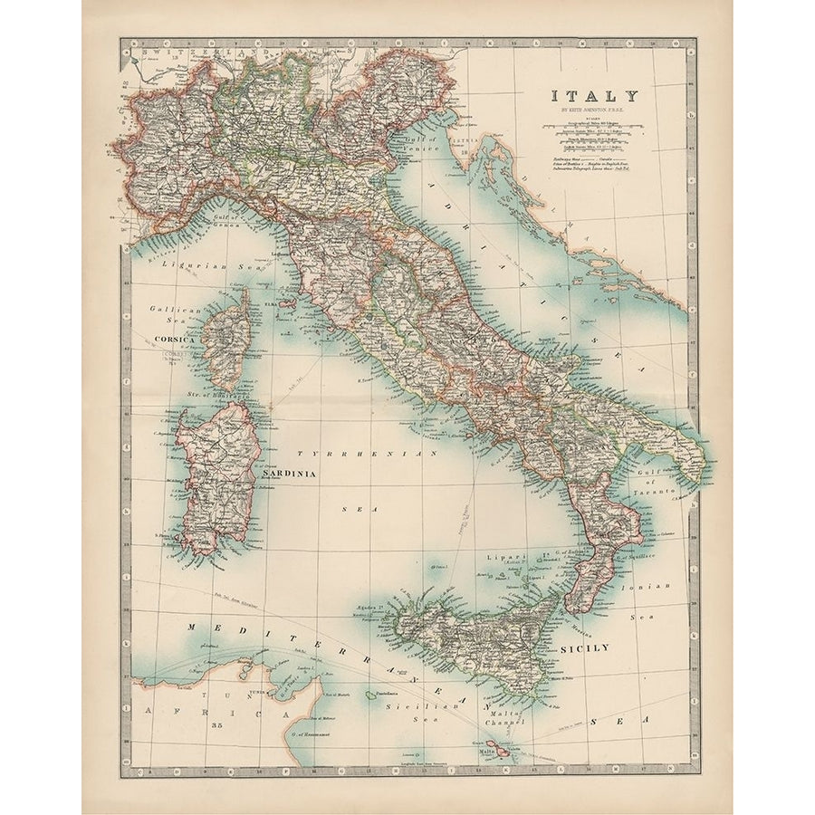 Johnstons Map of Italy Poster Print - Johnston-VARPDX137528Z Image 1