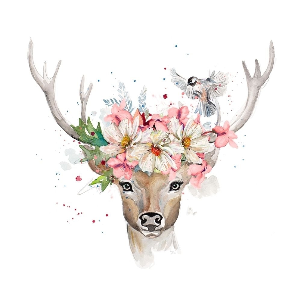 Floral Woodland Deer Poster Print by Patricia Pinto-VARPDX14079AD Image 1