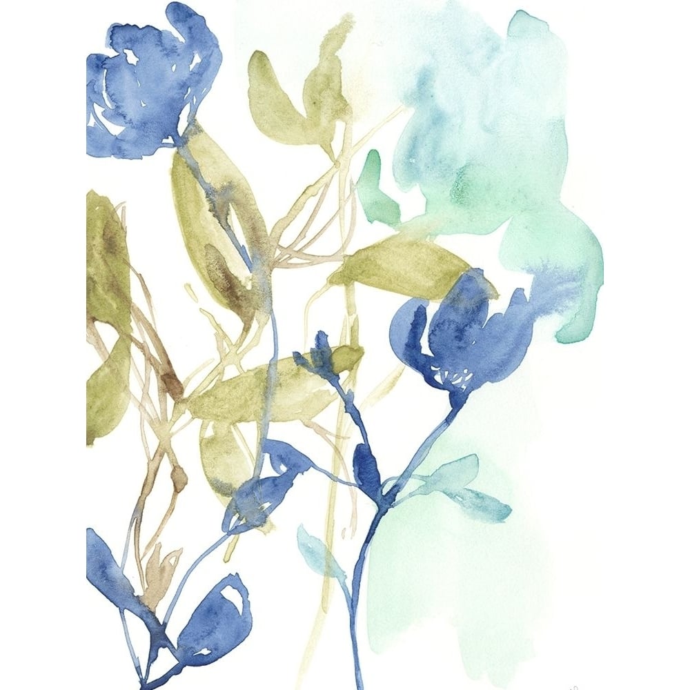 Cobalt and Olive Bouquet I Poster Print - Jennifer Goldberger-VARPDX142909FN Image 1