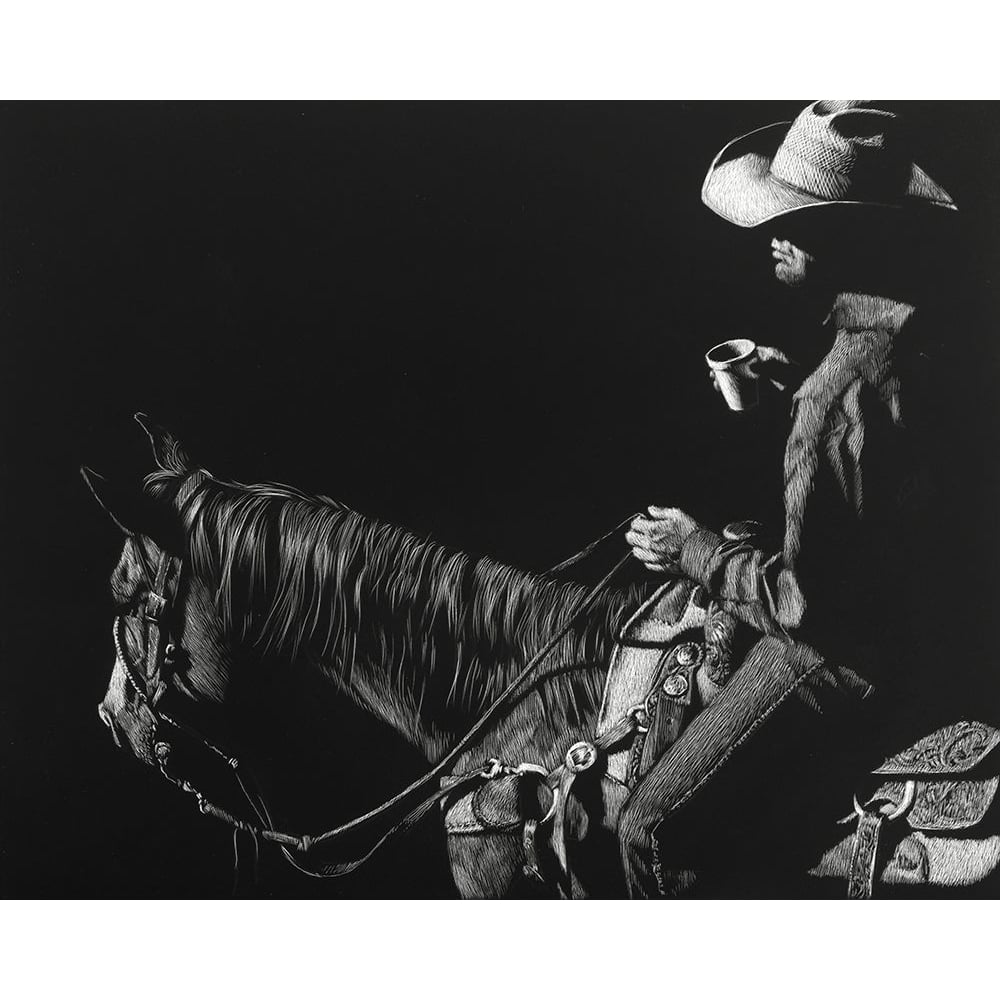 Cowboy Scratchboard I Poster Print - Julie T. Chapman-VARPDX144303GG Image 1