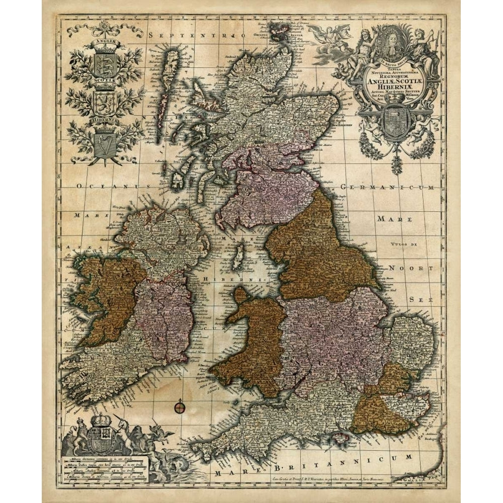 Map of England Scotland and Ireland Poster Print - Unknown-VARPDX145042Z Image 1