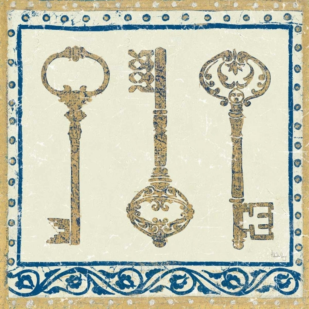 Regal Keys Indigo and Cream Poster Print by Meloushka Designs-VARPDX14552 Image 2