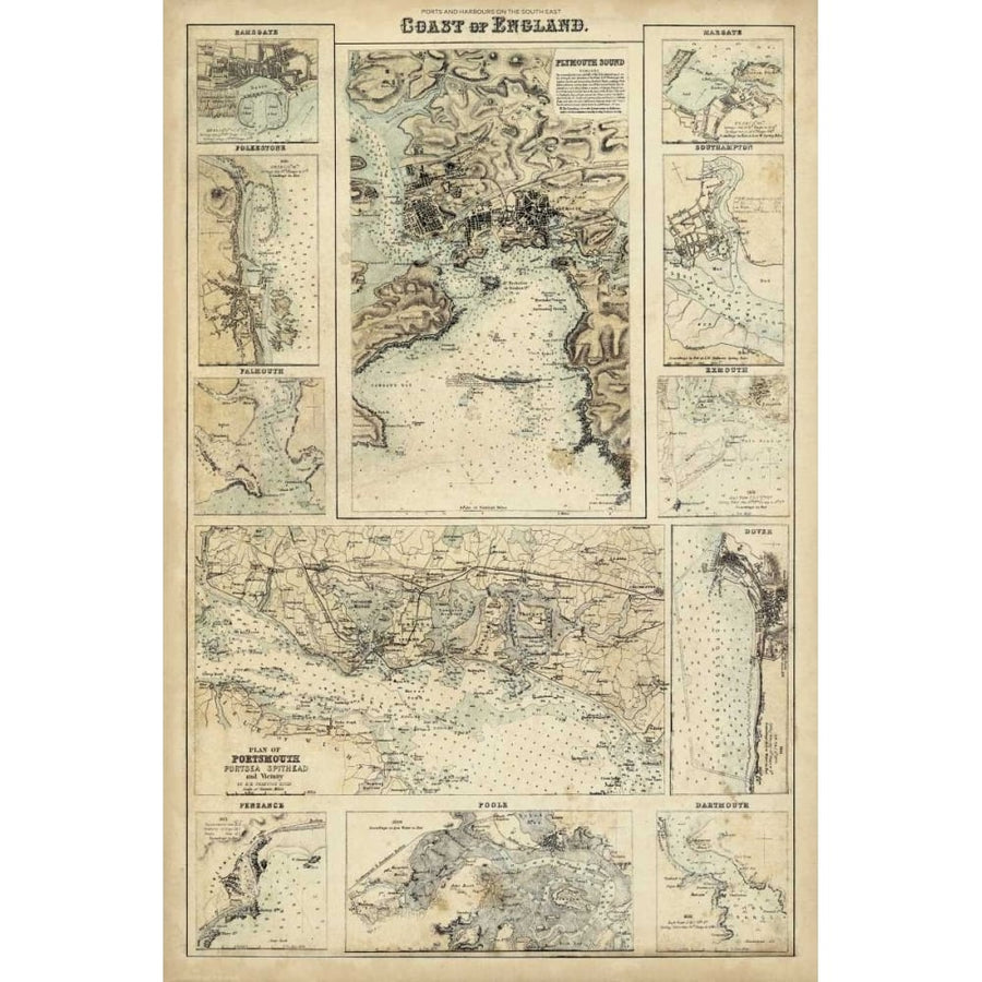 Map of the Coast of England I Poster Print - Unknown-VARPDX146225Z Image 1