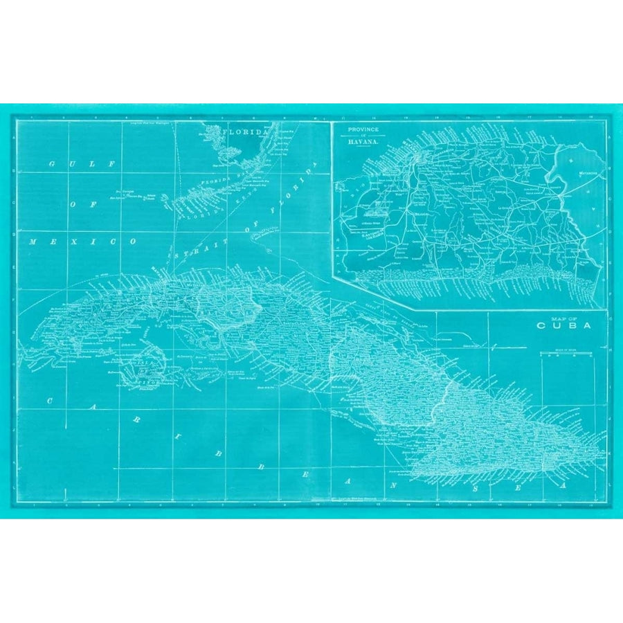 Map of Cuba in Aqua Poster Print - Studio Vision-VARPDX146657Z Image 1