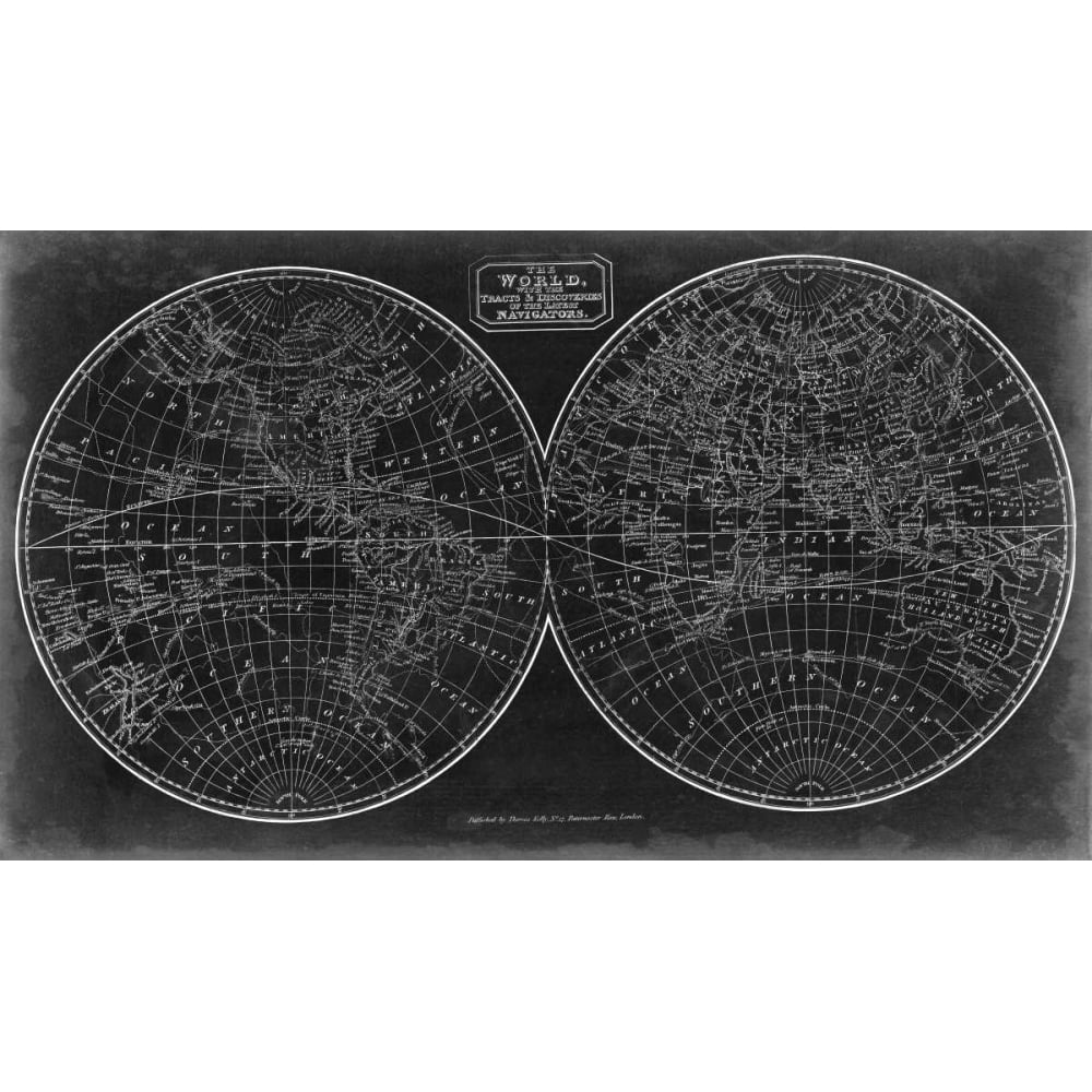 Blueprint of the World in Hemispheres Poster Print - Studio Vision-VARPDX147871Z Image 1