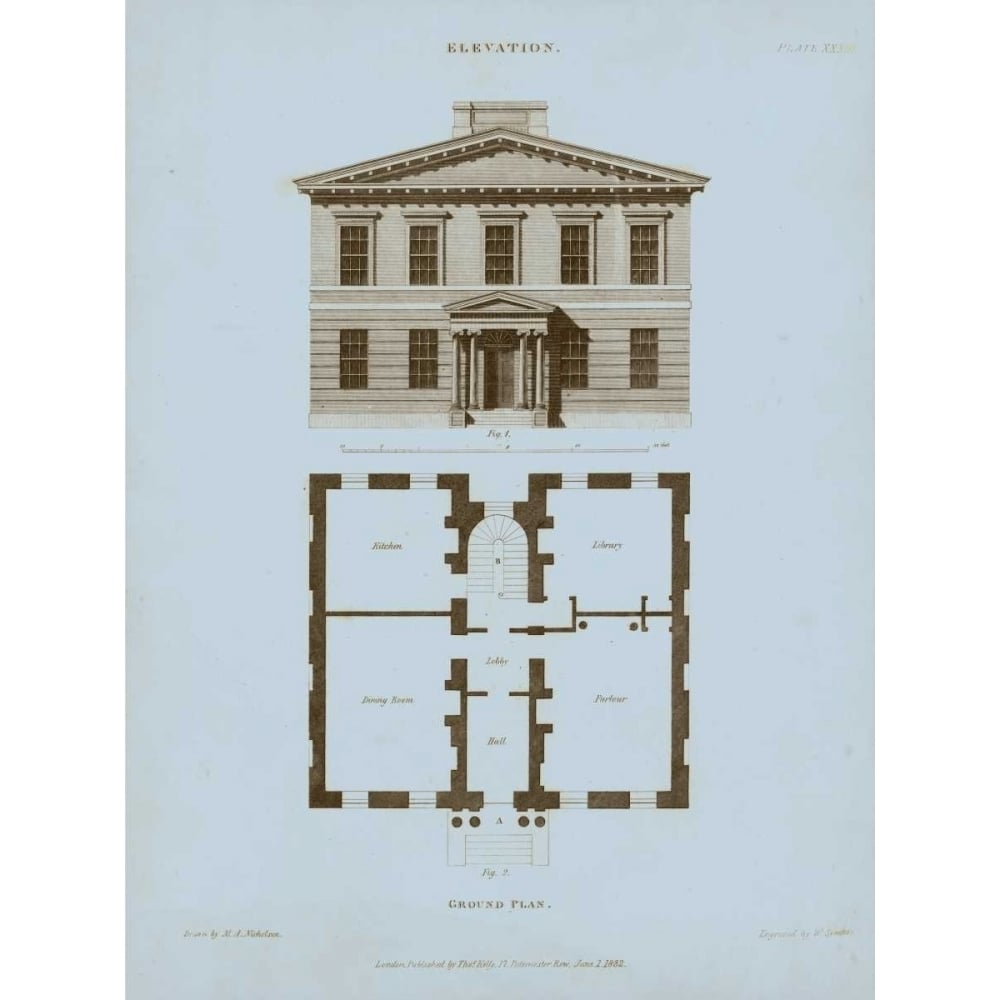 Chambray House and Plan IV Poster Print - Thomas Kelly-VARPDX154416Z Image 1