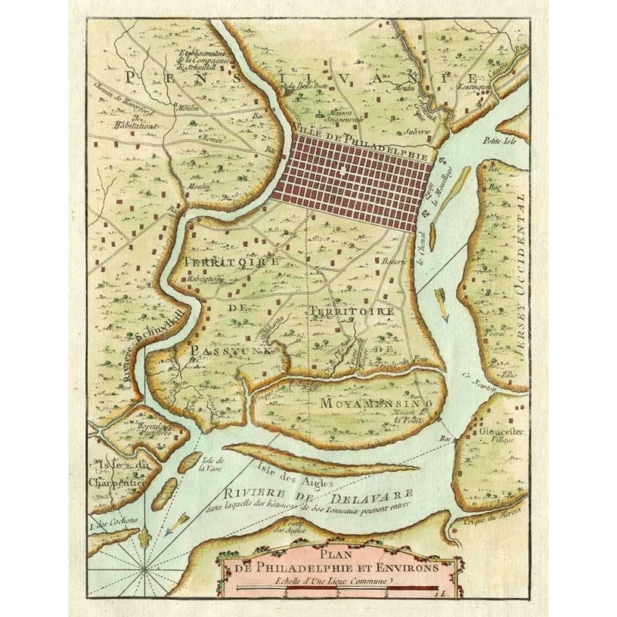 Petite Map of Philadelphia Poster Print - Unknown-VARPDX154747Z Image 1