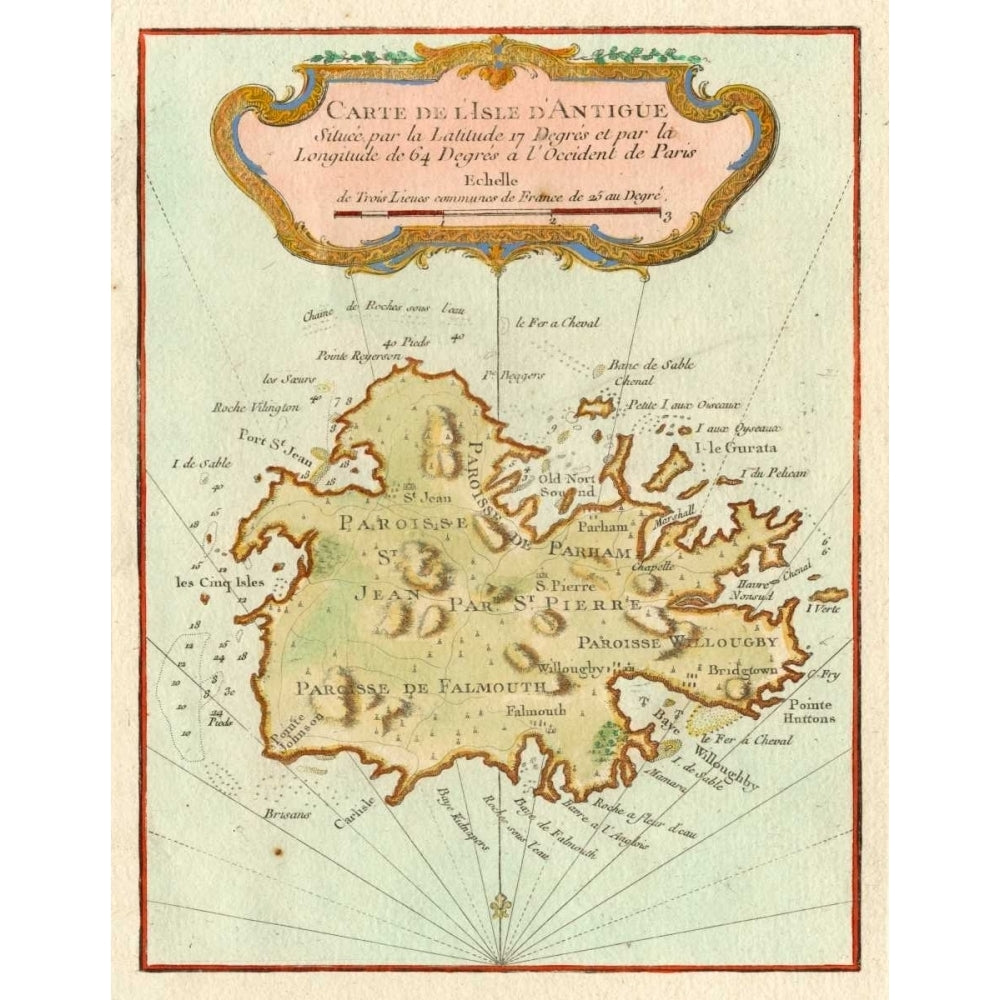 Petite Map of Island of Antigua Poster Print - Unknown-VARPDX154749Z Image 1