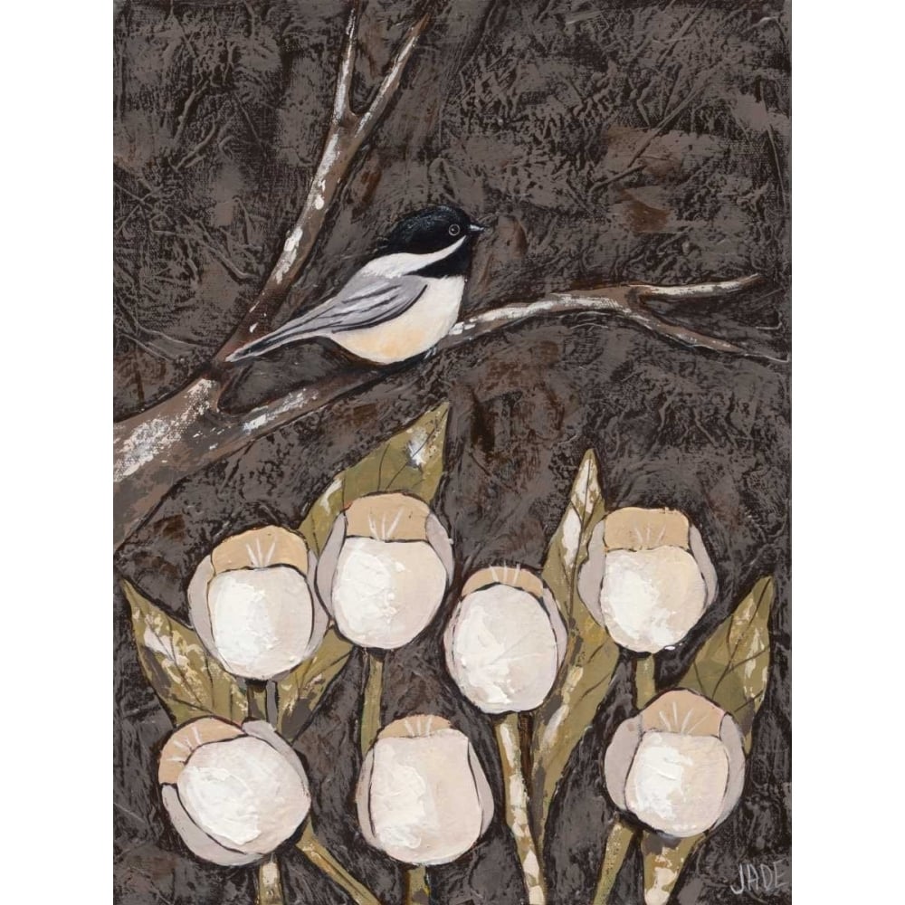 Chickadee and Tulips I Poster Print - Jade Reynolds-VARPDX155134GG Image 1