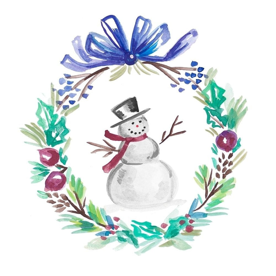 Holiday Snowman Wreath I Poster Print by Ani Del Sol-VARPDX15579 Image 1